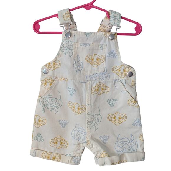 Disney Other - Disney Baby Cream Lion King Cuffed Hem Shortalls Overalls Size 6-9 Months